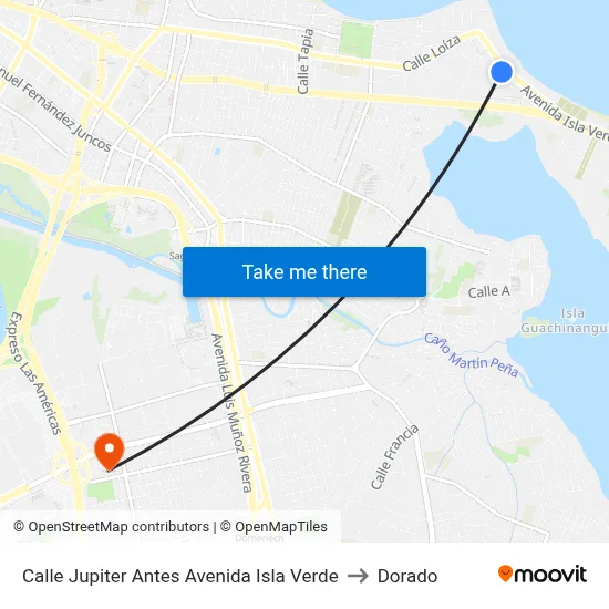 Calle Jupiter Antes Avenida Isla Verde to Dorado map