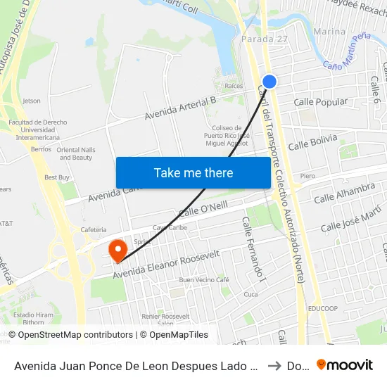 Avenida Juan Ponce De Leon Despues Lado Opuesto Calle Santiago Iglesia to Dorado map