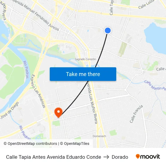 Calle Tapia Antes Avenida Eduardo Conde to Dorado map