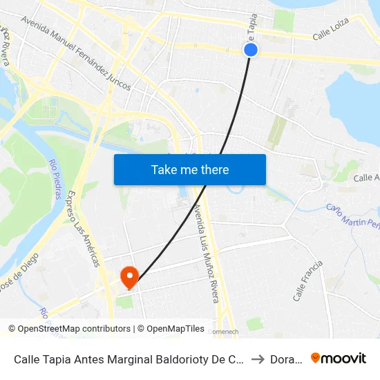 Calle Tapia Antes Marginal Baldorioty De Castro to Dorado map