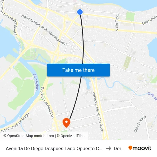 Avenida De Diego Despues Lado Opuesto Calle Las Maria to Dorado map