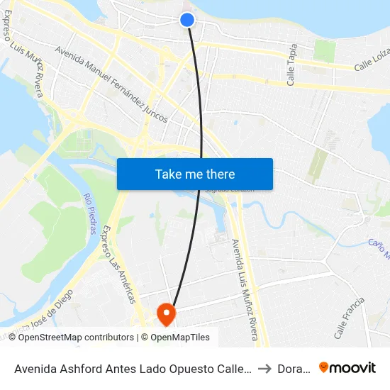 Avenida Ashford Antes Lado Opuesto Calle Nain to Dorado map