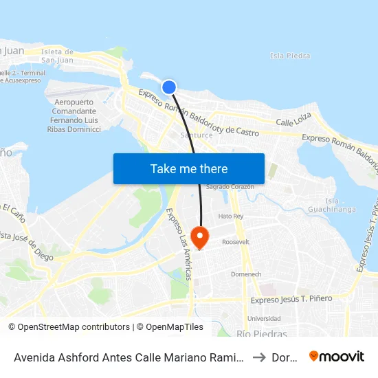 Avenida Ashford Antes Calle Mariano Ramirez Bages to Dorado map