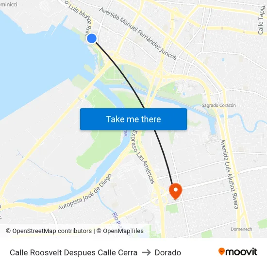 Calle Roosvelt Despues Calle Cerra to Dorado map