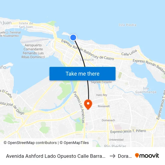 Avenida Ashford Lado Opuesto Calle Barranquitas to Dorado map