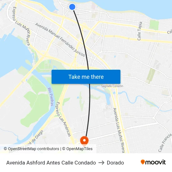 Avenida Ashford Antes Calle Condado to Dorado map