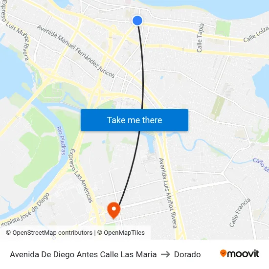 Avenida De Diego Antes Calle Las Maria to Dorado map