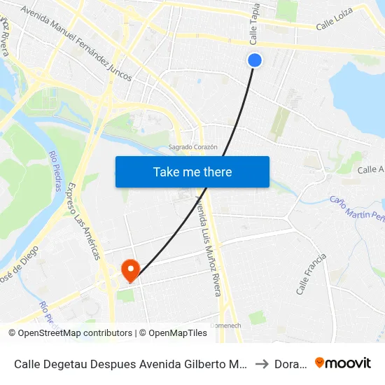 Calle Degetau Despues Avenida Gilberto Monroig to Dorado map