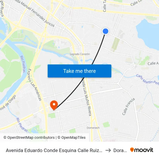 Avenida Eduardo Conde Esquina Calle Ruiz Belviz to Dorado map