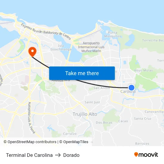 Terminal De Carolina to Dorado map