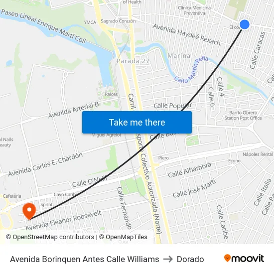 Avenida Borinquen Antes Calle Williams to Dorado map