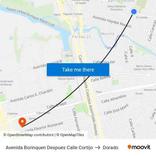 Avenida Borinquen Despues Calle Cortijo to Dorado map