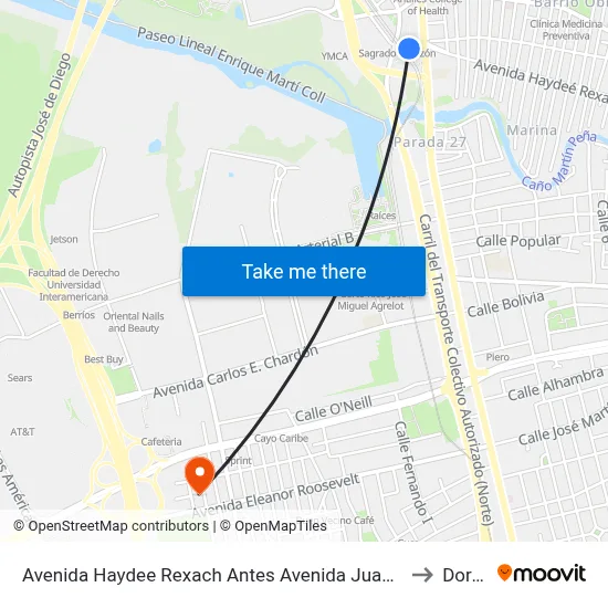 Avenida Haydee Rexach Antes Avenida Juan Ponce De Leon to Dorado map