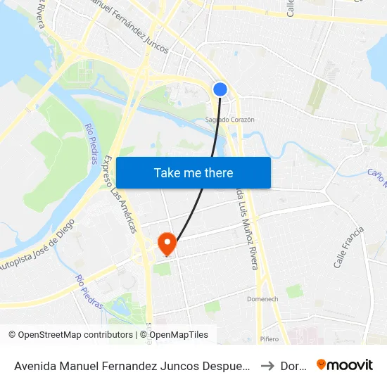 Avenida Manuel Fernandez Juncos Despues Calle Jordan to Dorado map