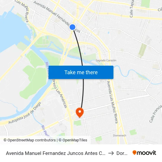 Avenida Manuel Fernandez Juncos Antes Calle Pavia to Dorado map