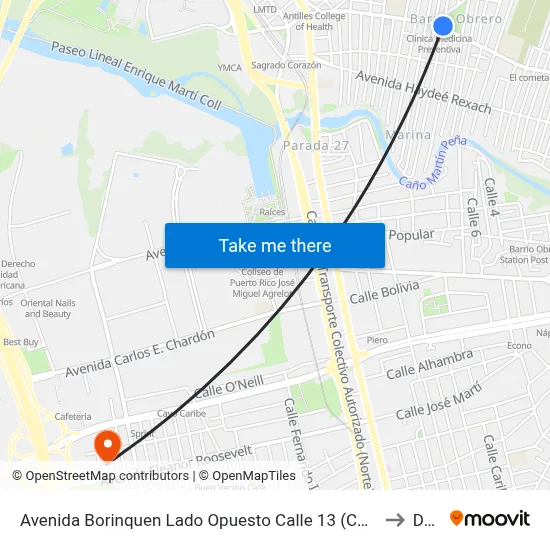 Avenida Borinquen Lado Opuesto Calle 13 (Construccion Plaza Barcelo No Tiene Letrero) to Dorado map