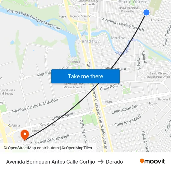 Avenida Borinquen Antes Calle Cortijo to Dorado map