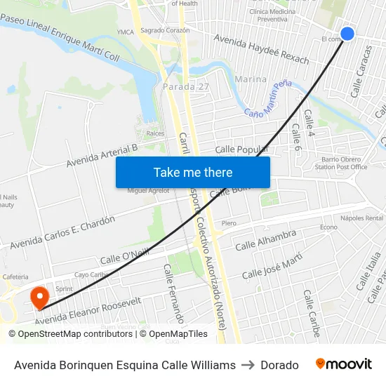 Avenida Borinquen Esquina Calle Williams to Dorado map