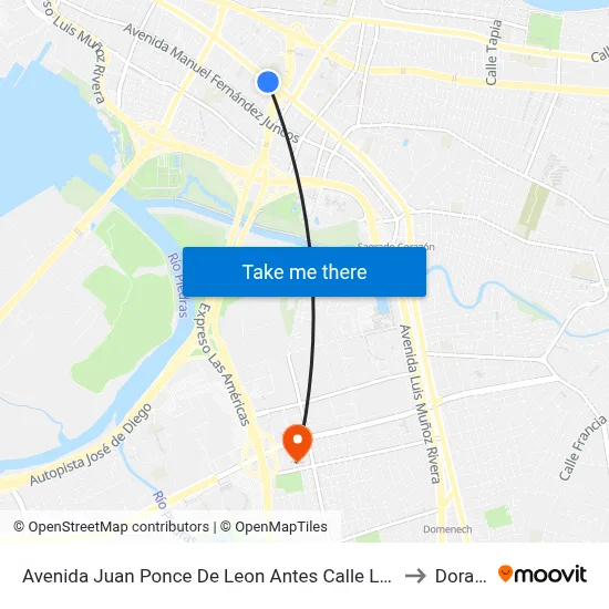 Avenida Juan Ponce De Leon Antes Calle Lloveras to Dorado map