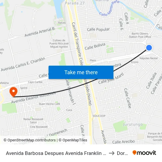Avenida Barbosa Despues Avenida Franklin D. Roosvelt to Dorado map