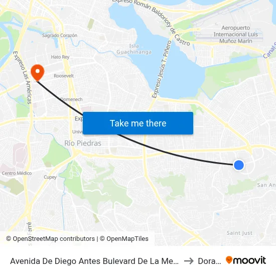 Avenida De Diego Antes Bulevard De La Media Luna to Dorado map