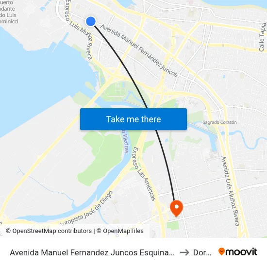Avenida Manuel Fernandez Juncos Esquina Calle La Paz to Dorado map