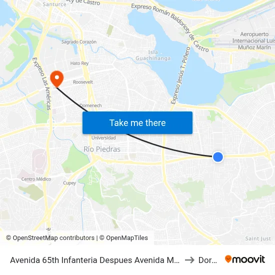 Avenida 65th Infanteria Despues Avenida Monte Carlos to Dorado map