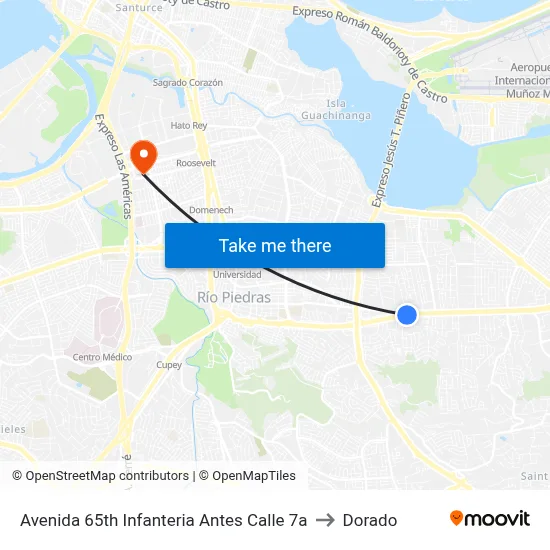 Avenida 65th Infanteria Antes Calle 7a to Dorado map