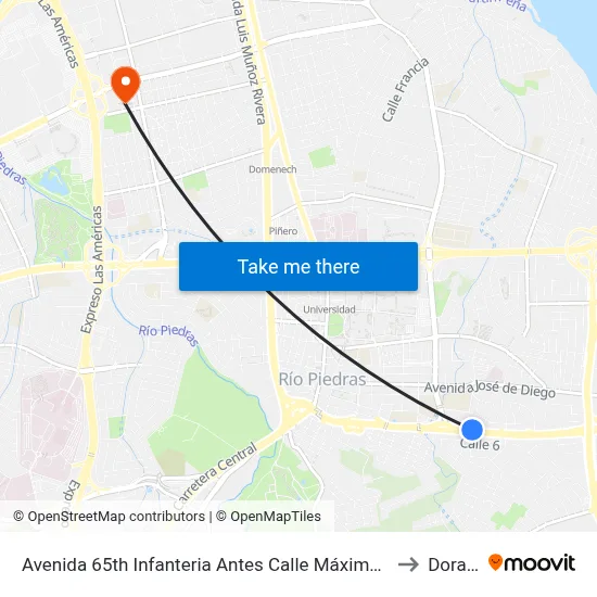Avenida 65th Infanteria Antes Calle Máximo Alomar to Dorado map