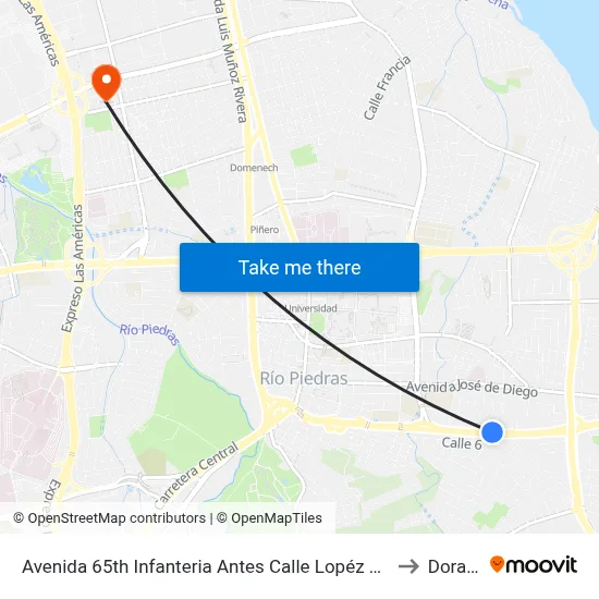 Avenida 65th Infanteria Antes Calle Lopéz Sicardo to Dorado map