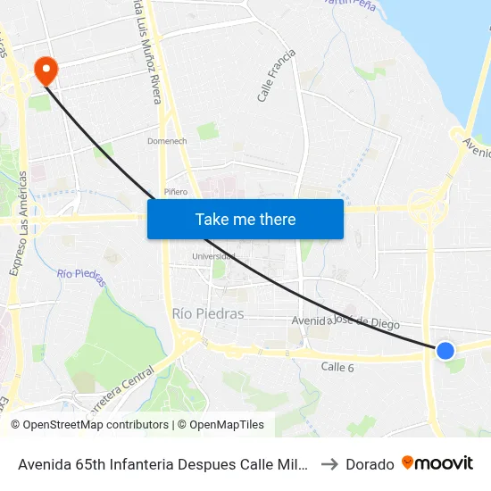 Avenida 65th Infanteria Despues Calle Milan to Dorado map
