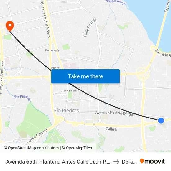 Avenida 65th Infanteria Antes Calle Juan P. Reyes to Dorado map