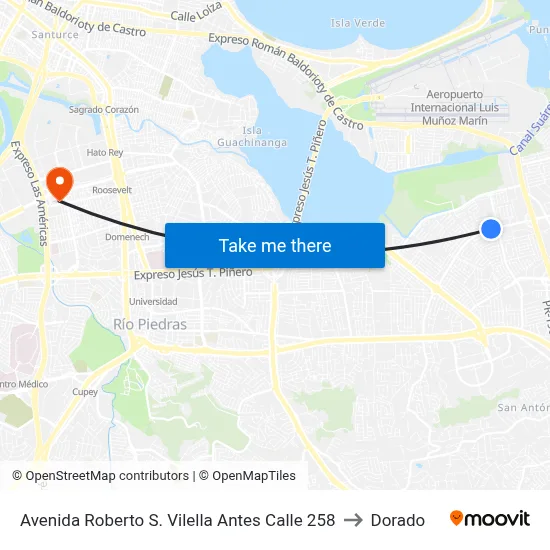 Avenida Roberto S. Vilella Antes Calle 258 to Dorado map