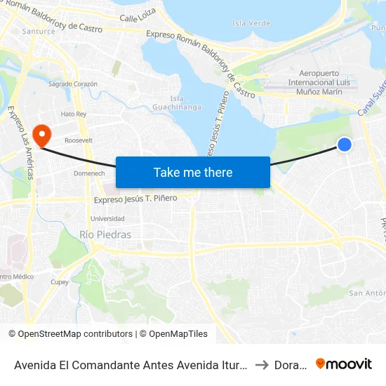 Avenida El Comandante Antes Avenida Iturregui to Dorado map