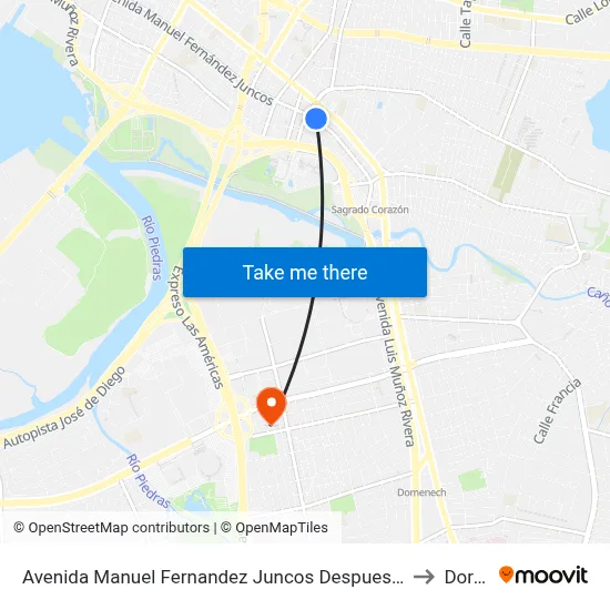 Avenida Manuel Fernandez Juncos Despues Calle San Jorge to Dorado map