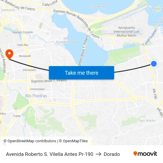 Avenida Roberto S. Vilella Antes Pr-190 to Dorado map