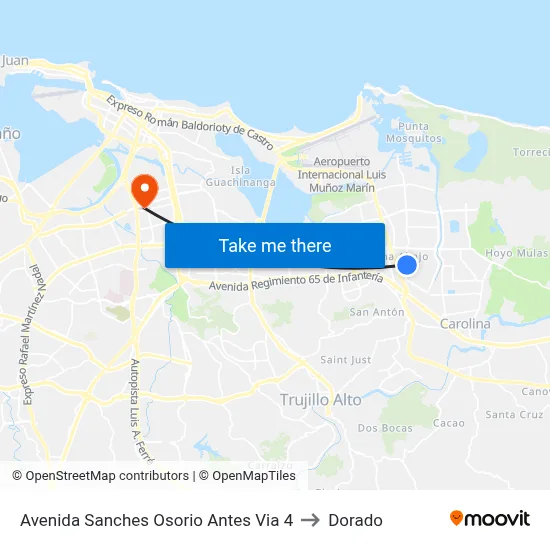 Avenida Sanches Osorio Antes Via 4 to Dorado map