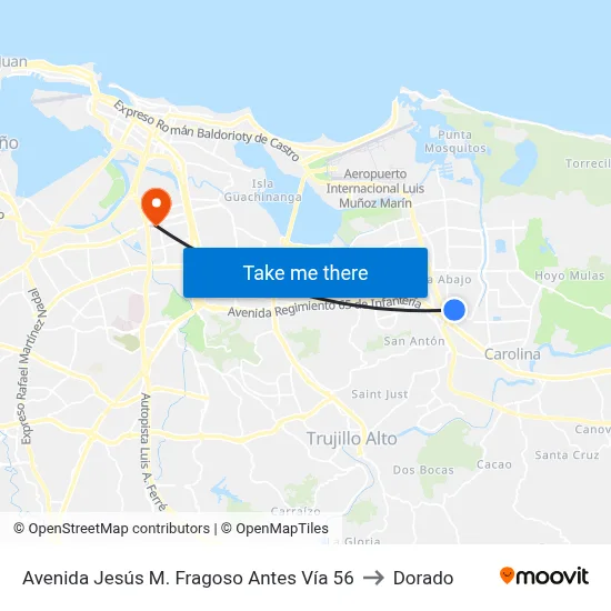 Avenida Jesús M. Fragoso Antes Vía 56 to Dorado map