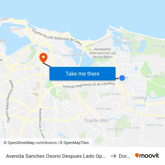 Avenida Sanches Osorio Despues Lado Opuesto Vía 3 to Dorado map