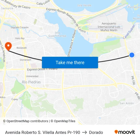Avenida Roberto S. Vilella Antes Pr-190 to Dorado map