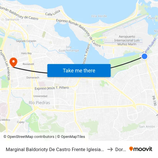 Marginal Baldorioty De Castro Frente Iglesia Fuente Agua Viva to Dorado map