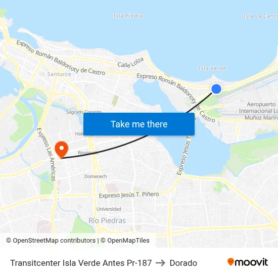 Transitcenter Isla Verde Antes Pr-187 to Dorado map