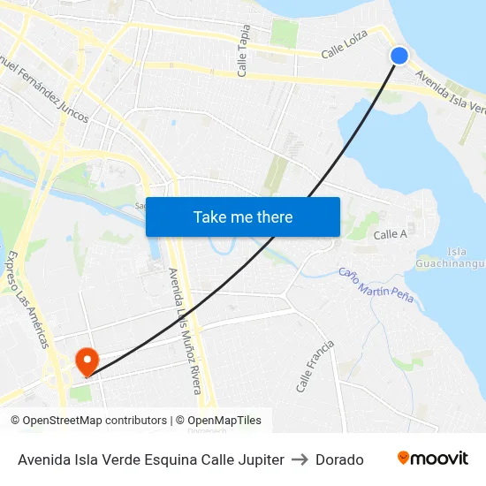 Avenida Isla Verde Esquina Calle Jupiter to Dorado map