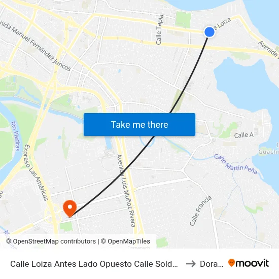 Calle Loiza Antes Lado Opuesto  Calle Soldado Cruz to Dorado map