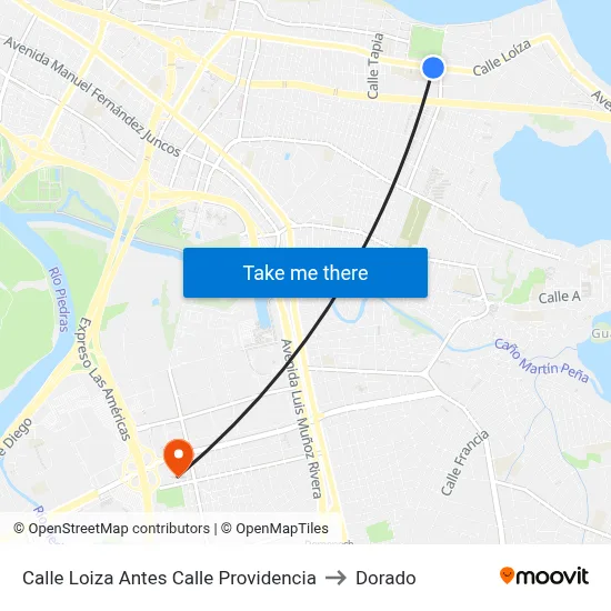Calle Loiza Antes Calle Providencia to Dorado map