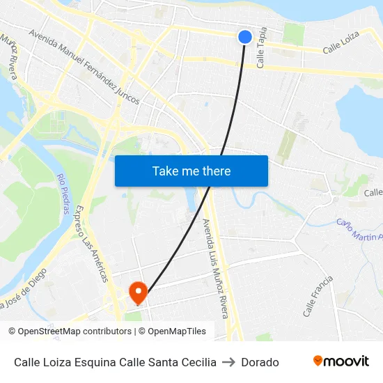 Calle Loiza Esquina Calle Santa Cecilia to Dorado map