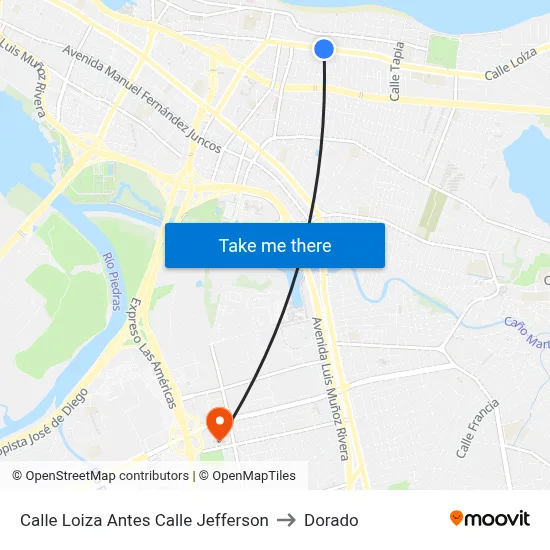 Calle Loiza Antes Calle Jefferson to Dorado map