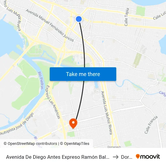 Avenida De Diego Antes Expreso Ramón Baldorioty De Castro to Dorado map