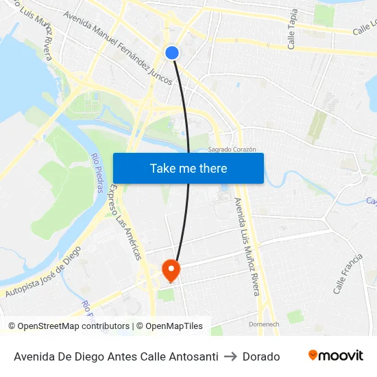 Avenida De Diego Antes Calle Antosanti to Dorado map