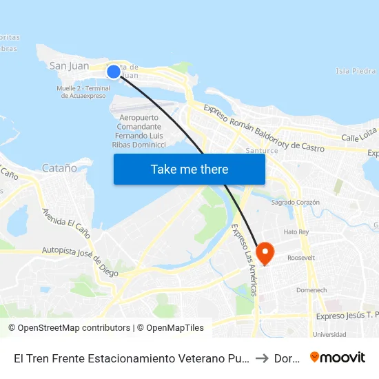 El Tren Frente Estacionamiento Veterano Puertorriqueno to Dorado map